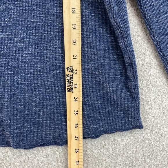 Lucky Brand thermal Lived In Henley tee blue XL unisex y2k waffle knit grunge - Picture 4 of 8